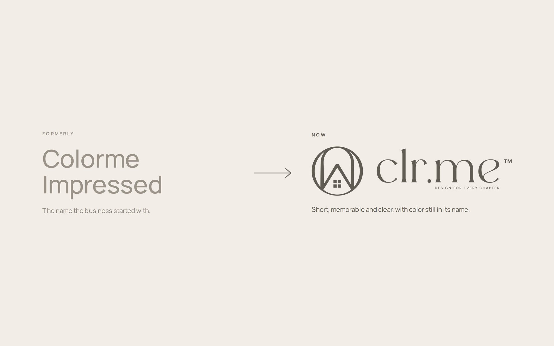 The old name Colorme Impressed next to the new clr.me logo