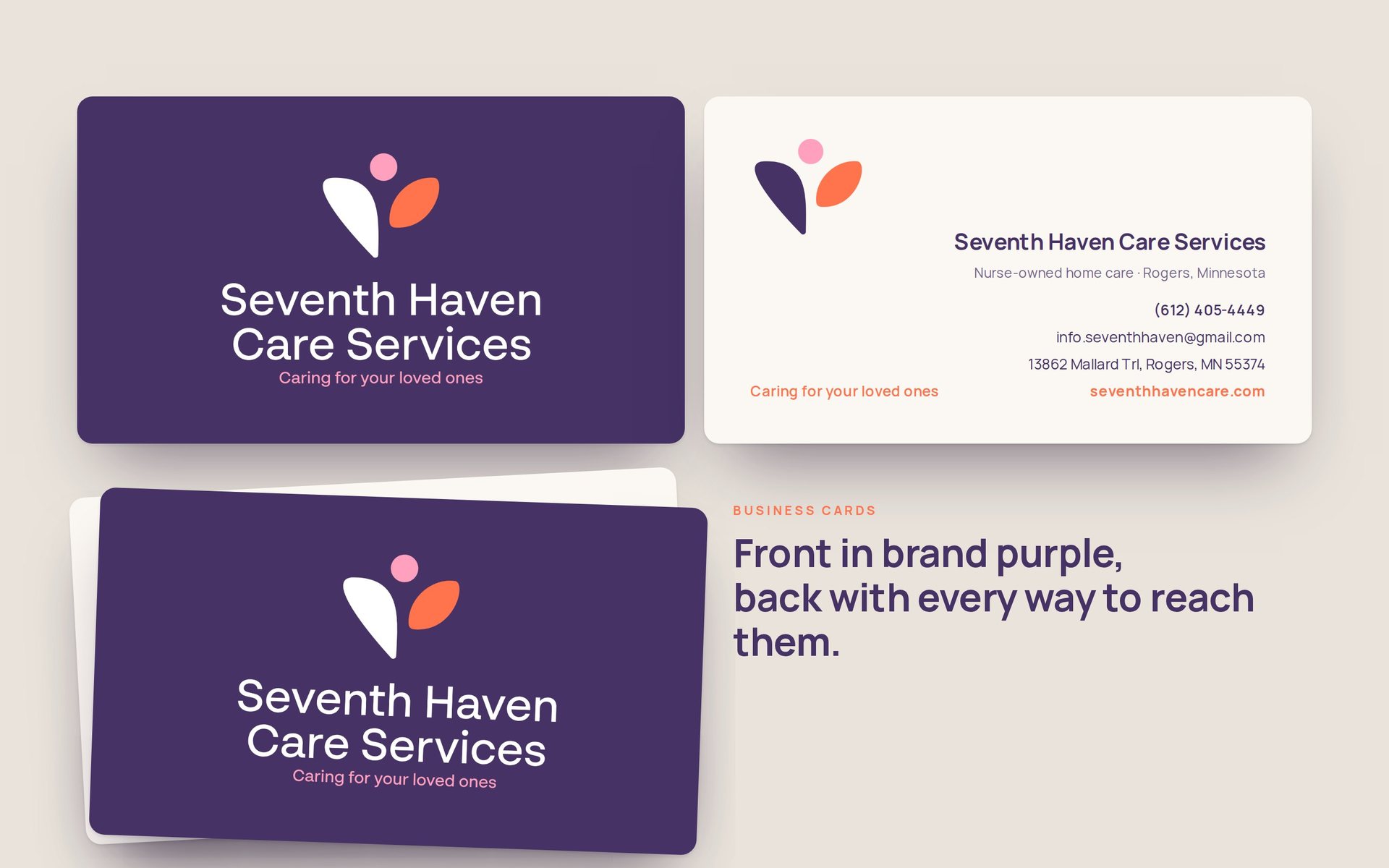 Seventh Haven business card front and back